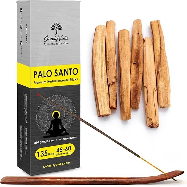 Simply Vedic Palo Santo Incense Sticks 250-Grams (Approx 135 Premium Sticks + Holder)| Lasts 45-minutes, Ideal for Meditation, Yoga, Spiritual Healing, Prayers, Aromatherapy Energy Cleansing