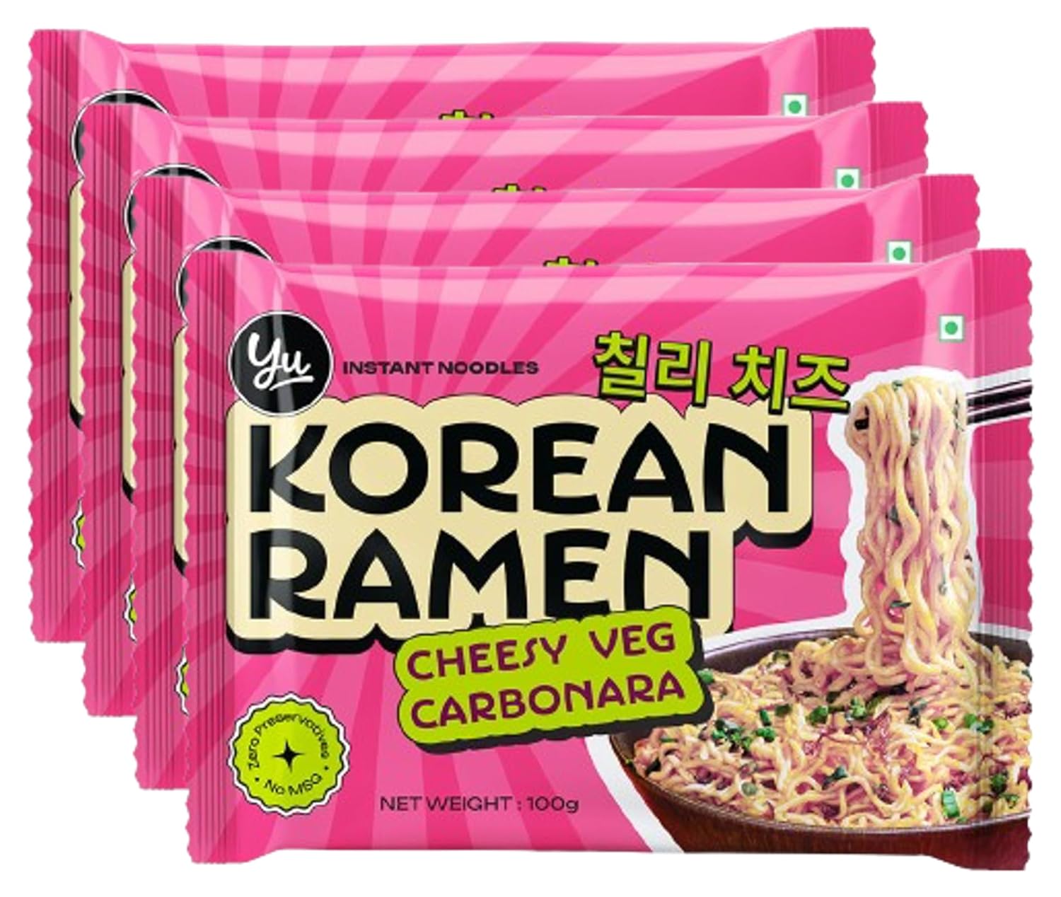 Yu Foodlabs Cheesy Veg Carbonara Korean Ramen – Zero Preservatives & No MSG – 100% Natural Ingredients & Veg – Instant Noodles Ready in 6 Mins – 400 G (100 G x 4) – Yu Yu Foodlabs Cheesy Veg Carbonara Korean Ramen – Zero Preservatives & No MSG – 100% Natural Ingredients & Veg – Instant Noodles Ready in 6 Mins – 400 G (100 G x 4) – Yu