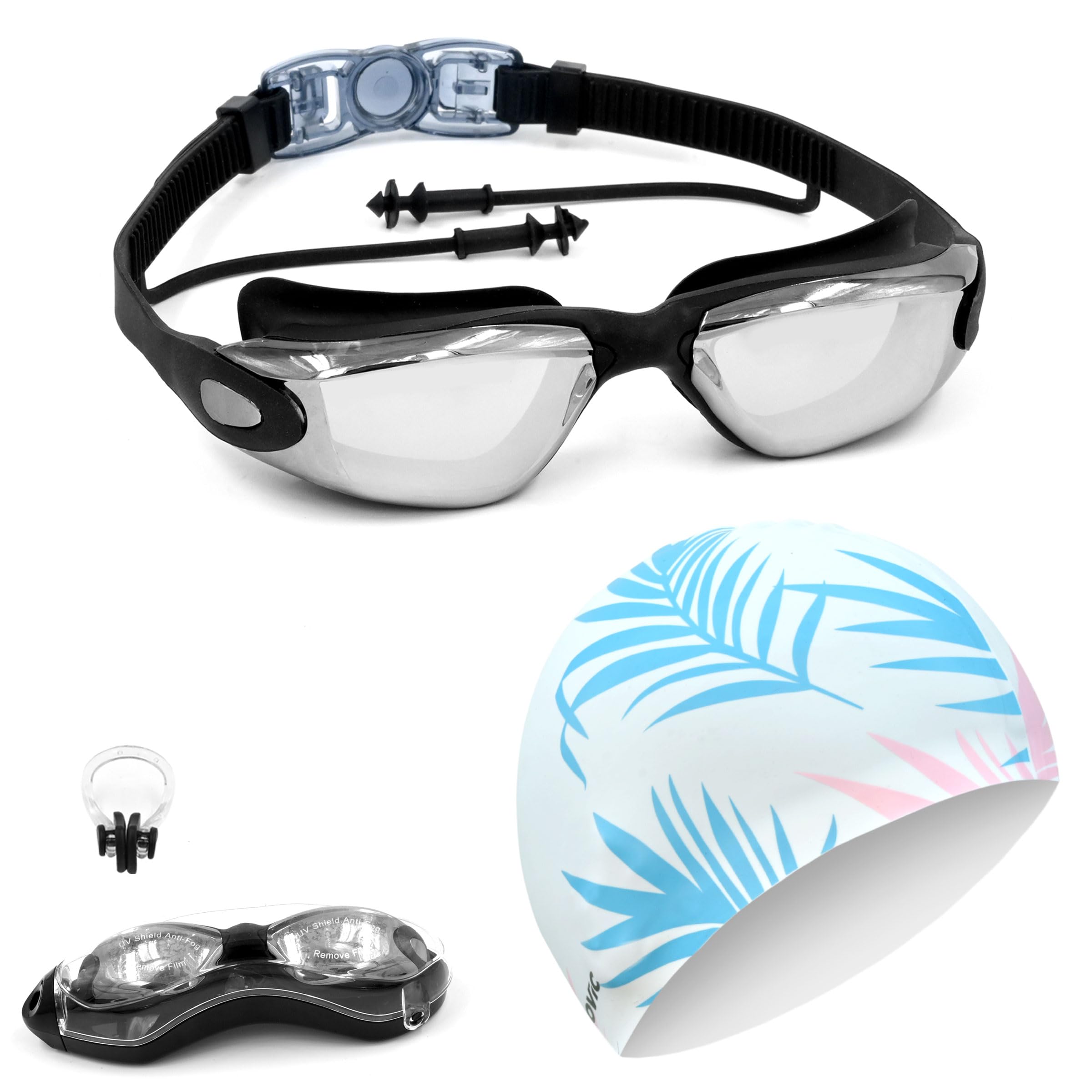 See full amazon price history chart for SLOVIC Black Swimming Goggles & White Leaf Printed Swimming Caps for Men & Women with Silicon Nose Bridge | Free Size Cap, UV-Protected Anti-Fog Glasses, Push-Button Strap with Ear Plugs & Nose Clip SLOVIC Black Swimming Goggles & White Leaf Printed Swimming Caps for Men & Women with Silicon Nose Bridge | Free Size Cap, UV-Protected Anti-Fog Glasses, Push-Button Strap with Ear Plugs & Nose Clip (B0CWNV23K1) Amazon Price History, Amazon Price Tracker