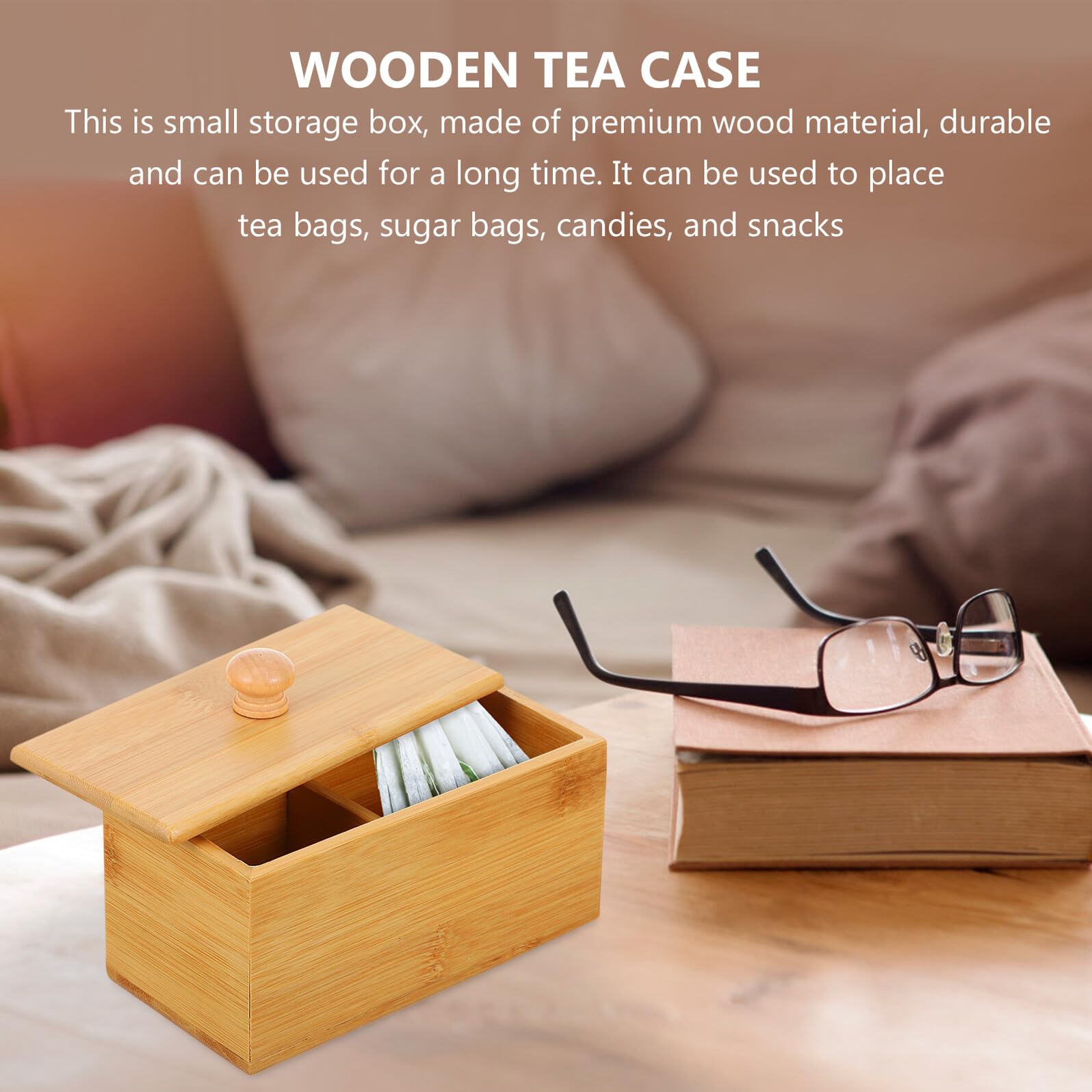 Alipis Doppeltes Holz teebeutel aufbewahrungsbox mit Deckel Vielseitiger Organizer für Kaffee Zuckerbeutel Dekorative Aufbewahrungslösung für Büro Küche und Hotel Langlebig und Praktisch