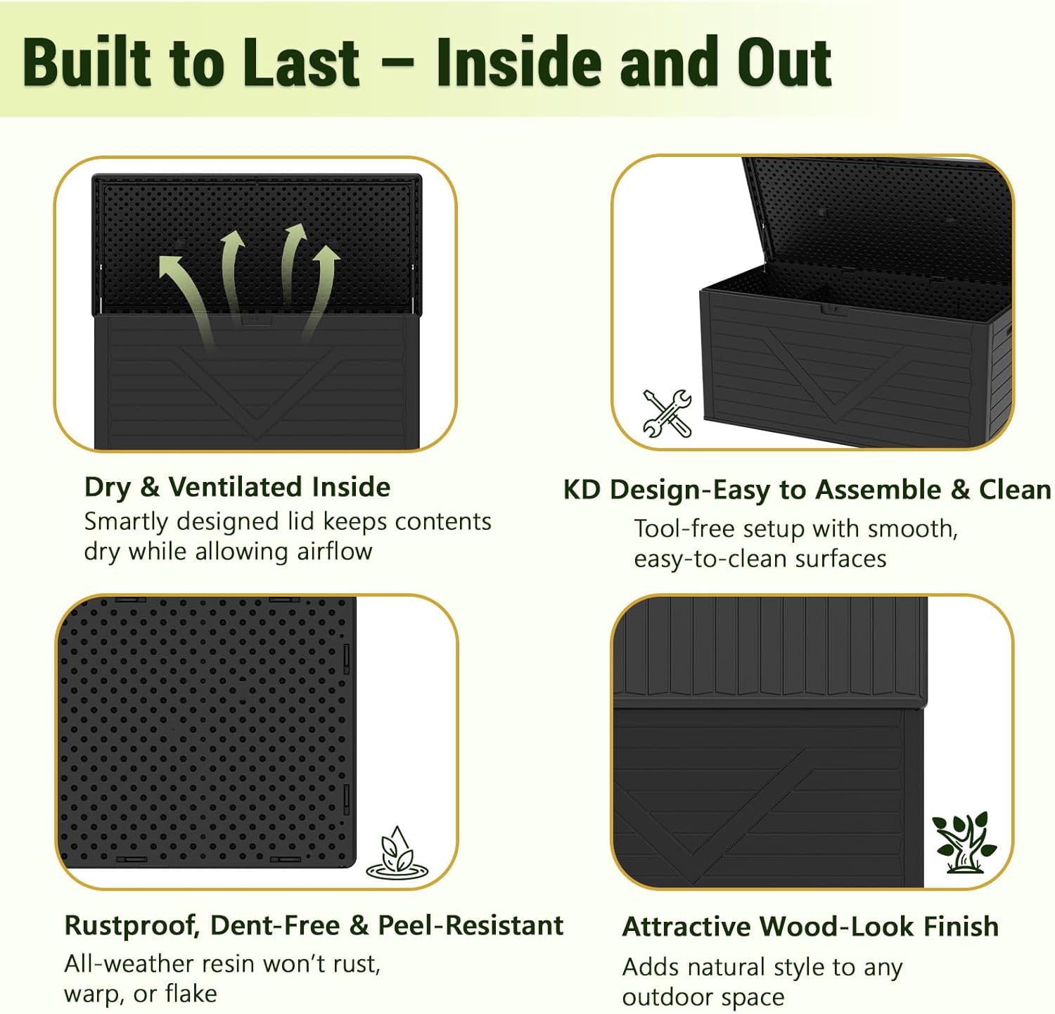 Outdoor Storage Box,260 Gallon Deck Box Outdoor Storage Bench Outside Waterproof Resin Storage Bench, Lockable Patio Cushions, Garden Tools Storage For Furniture, UV Resistant