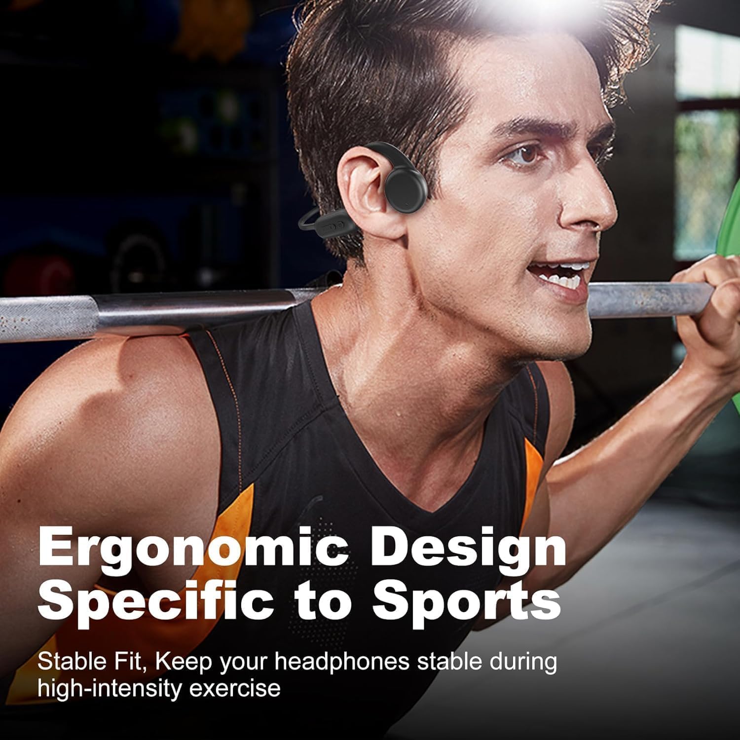 Generico Cuffie Conduzione Ossea,Impermeabilità IP67,Auricolari Wireless Bluetooth 5.3 con Microfono, Lettore musicale e Memoria 32GB Integrata Open Ear Auricolari Bluetooth per Corsa (Nero)