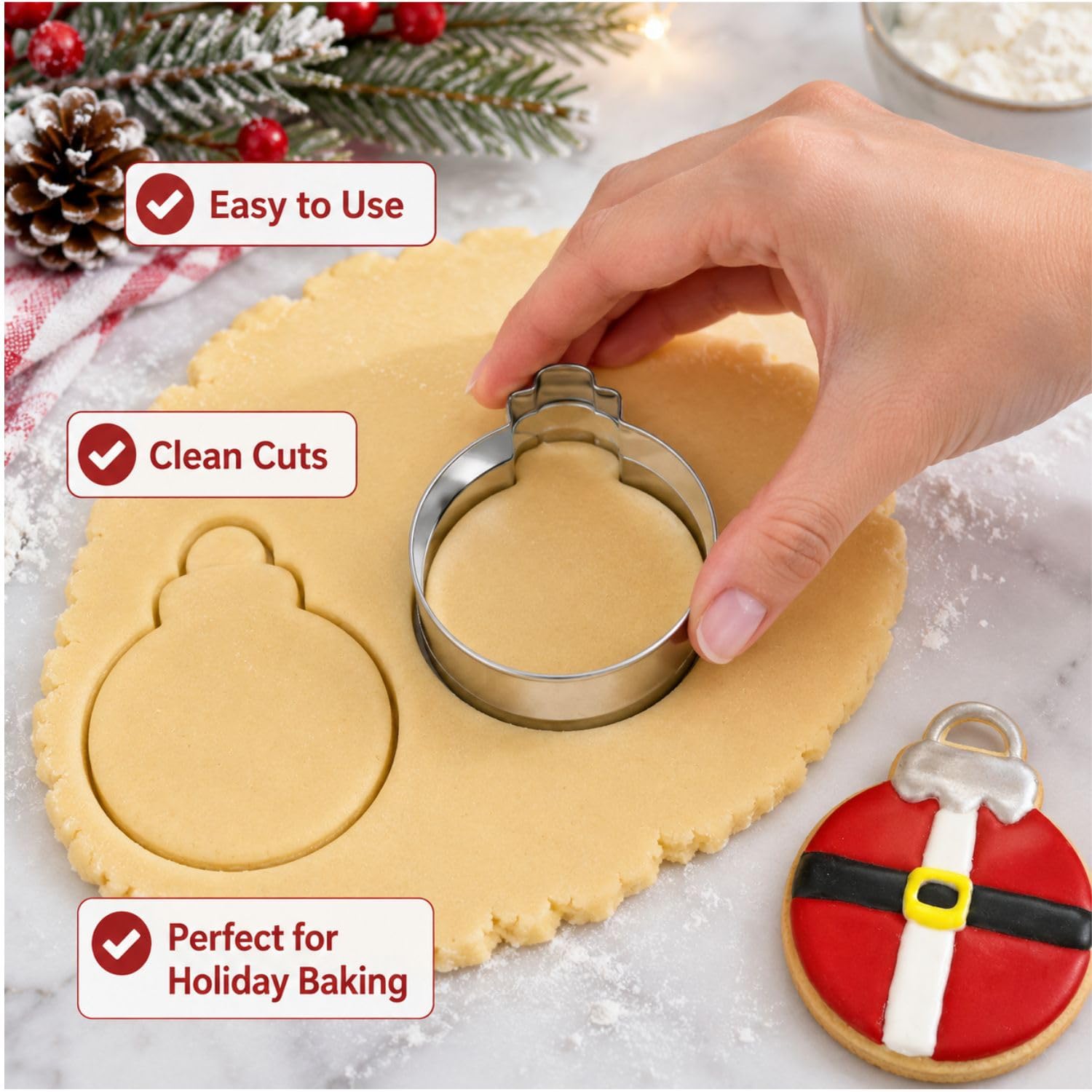 Juego de cortadores de galletas de Navidad de acero inoxidable de 3 piezas para hornear