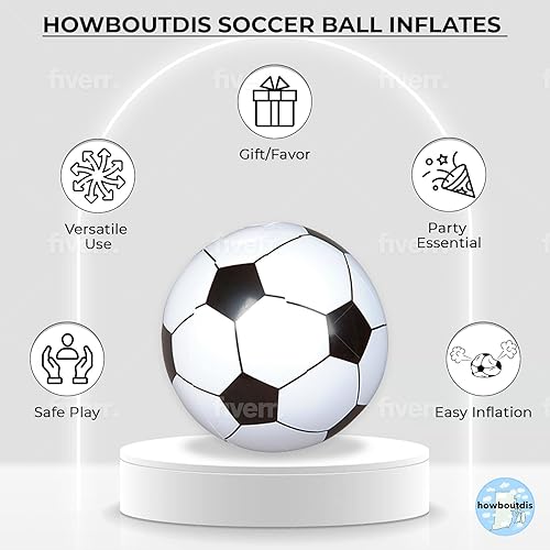 Miniatura 3 de HOWBOUTDIS La pelota de fútbol se infla  un paquete de (12) pelotas de fútbol inflables de 9 pulgadas  ideal para la playa, piscina, decoraciones,