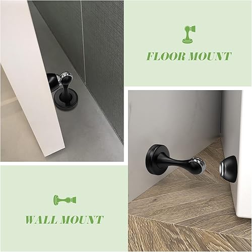 Vista 13 de Paquete de 4 topes magnéticos para puerta, topes de puerta de acero inoxidable, soporte magnético de pared para piso, resistente y moderno