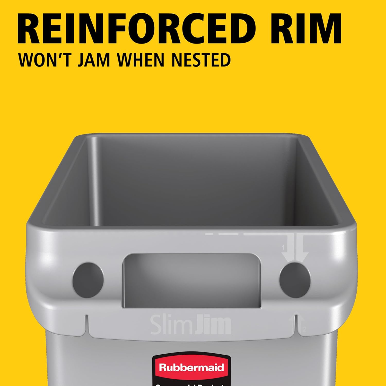 Rubbermaid Commercial Products Slim Jim Plastic Rectangular Trash/Garbage Can with Venting Channels 23 Gallon Gray