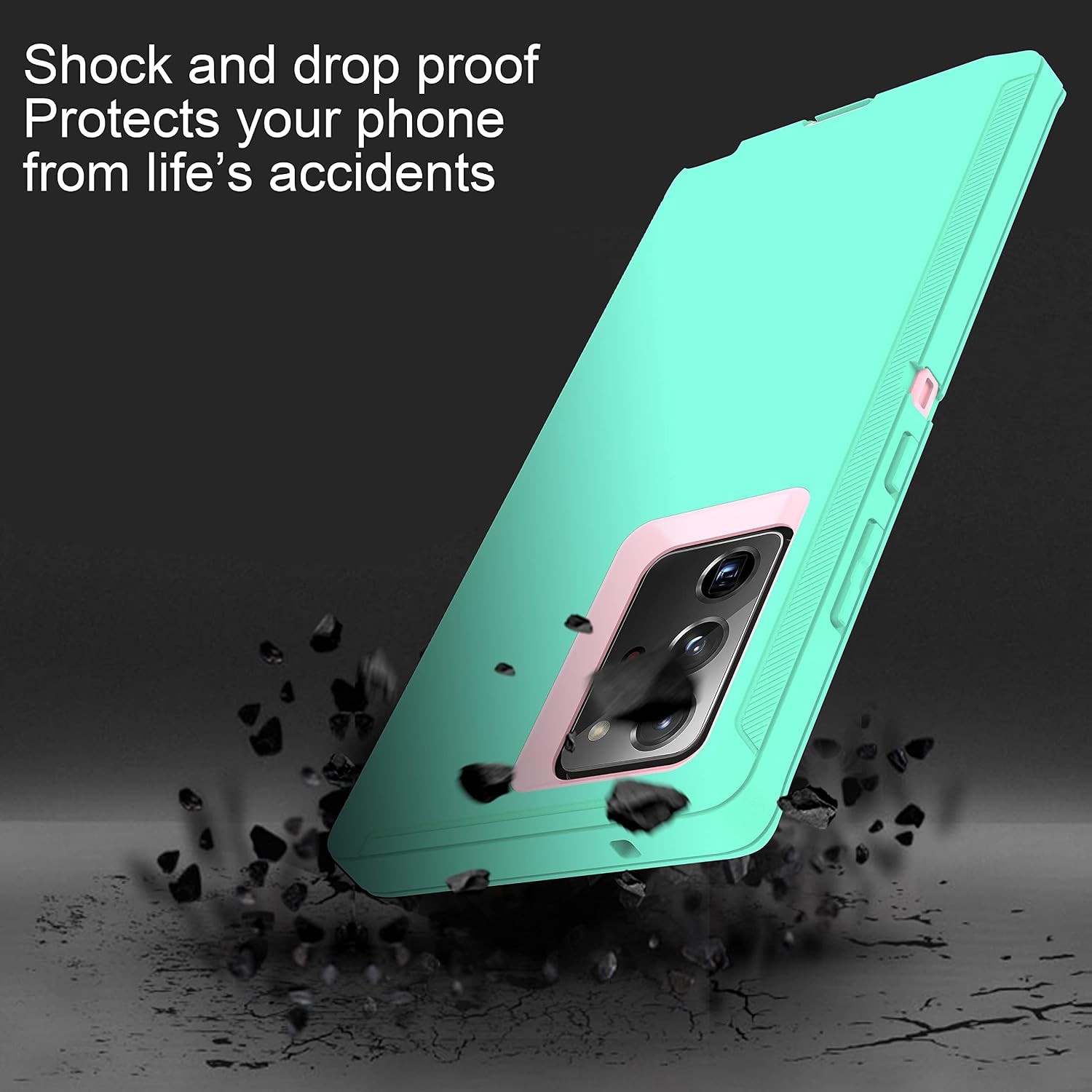 MXX Heavy Duty Protective Case for Galaxy Note 20 [Without Built-in Screen Protector] [3 Layers] Rugged Rubber Shockproof Protection Cover for Galaxy Note 20 Case (Aqua/Light Pink) image 5