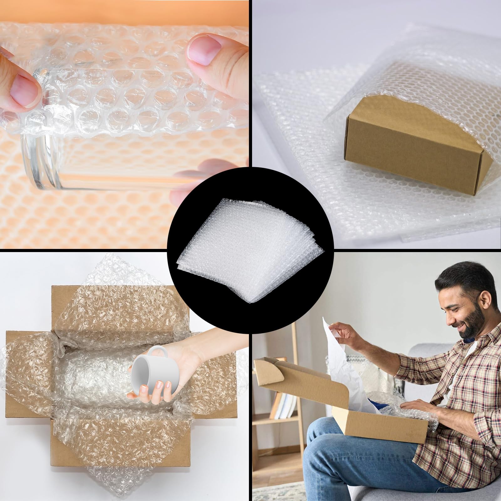 CYEER Lot de 50 Sacs à Bulles en Polyéthylène - 30 x 40 cm - Transparent - pour Emballage d'Expédition - Rembourrage Résistant aux Chocs