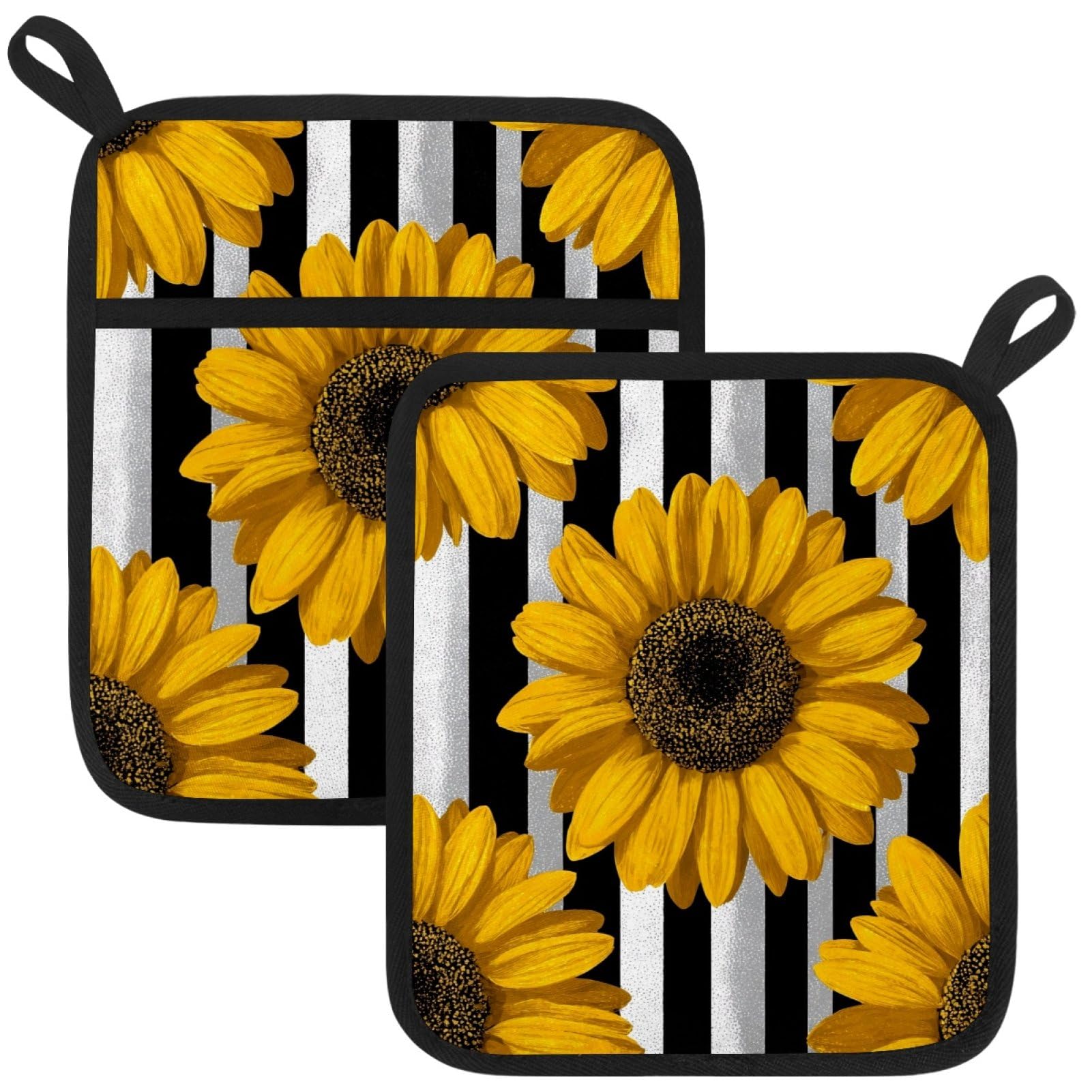 VAPOKF Sunflowers Kitchen Hot Pot Holder, Pot Holders Heat Resistant Pot Holder with Pocket Heat Resistant Trivets for Hot Pans Cotton Pot Mitts for Kitchen Cooking Baking
