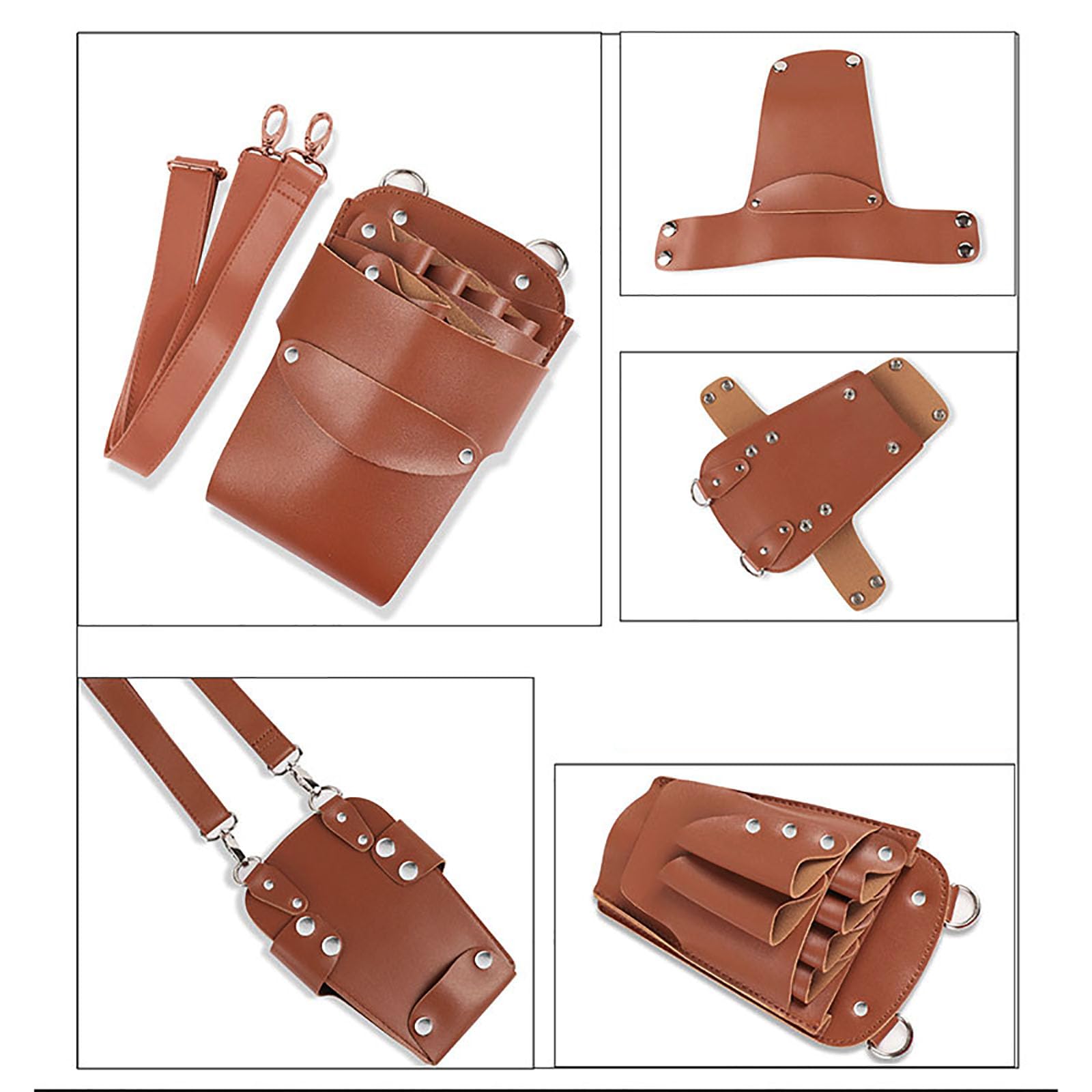 Fondina per forbici da barbiere， Cintura for fondina for pettine a forbice da barbiere, marsupio for parrucchiere Borsa for custodia for cesoie | Brown