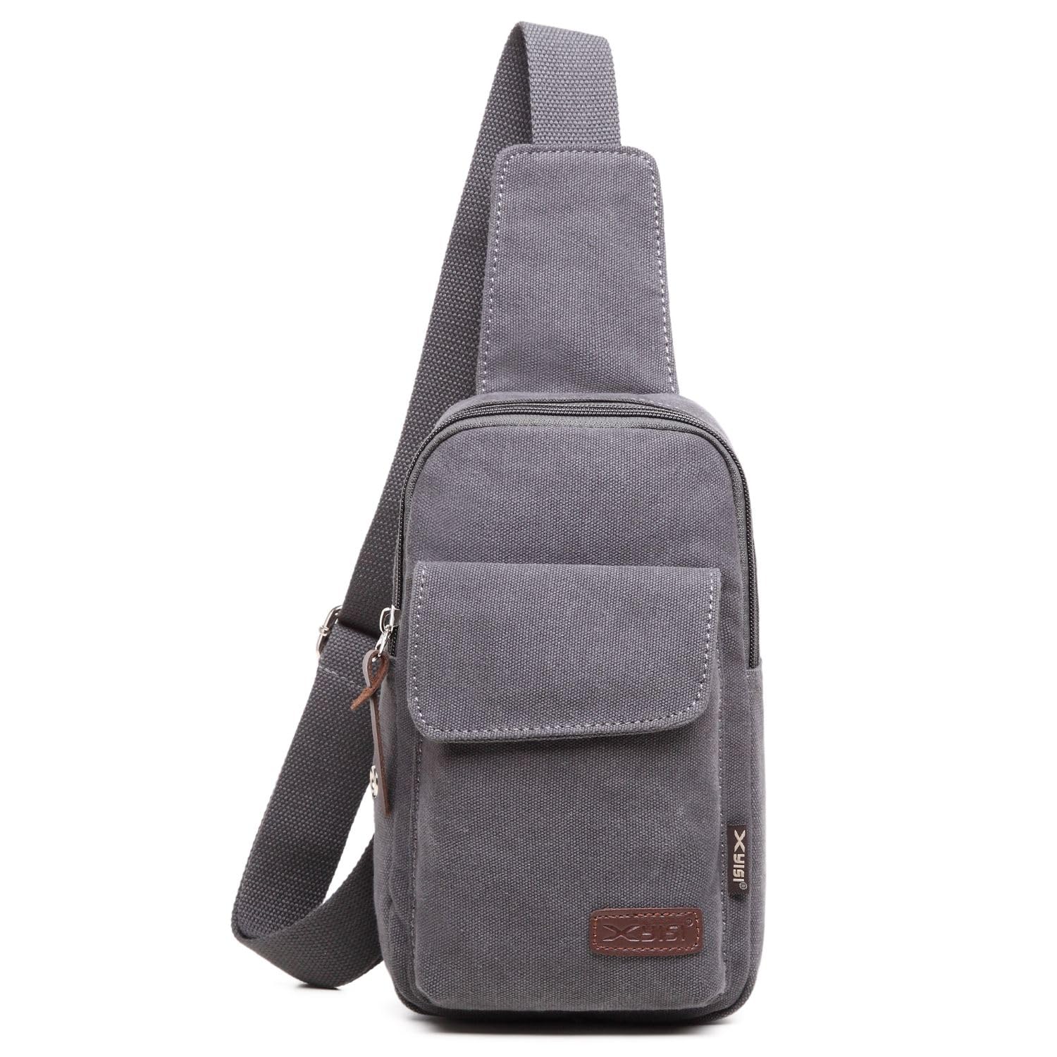 Wxnow Canvas Sling Bag Crossbody Backpack for Women Men Chest Bag