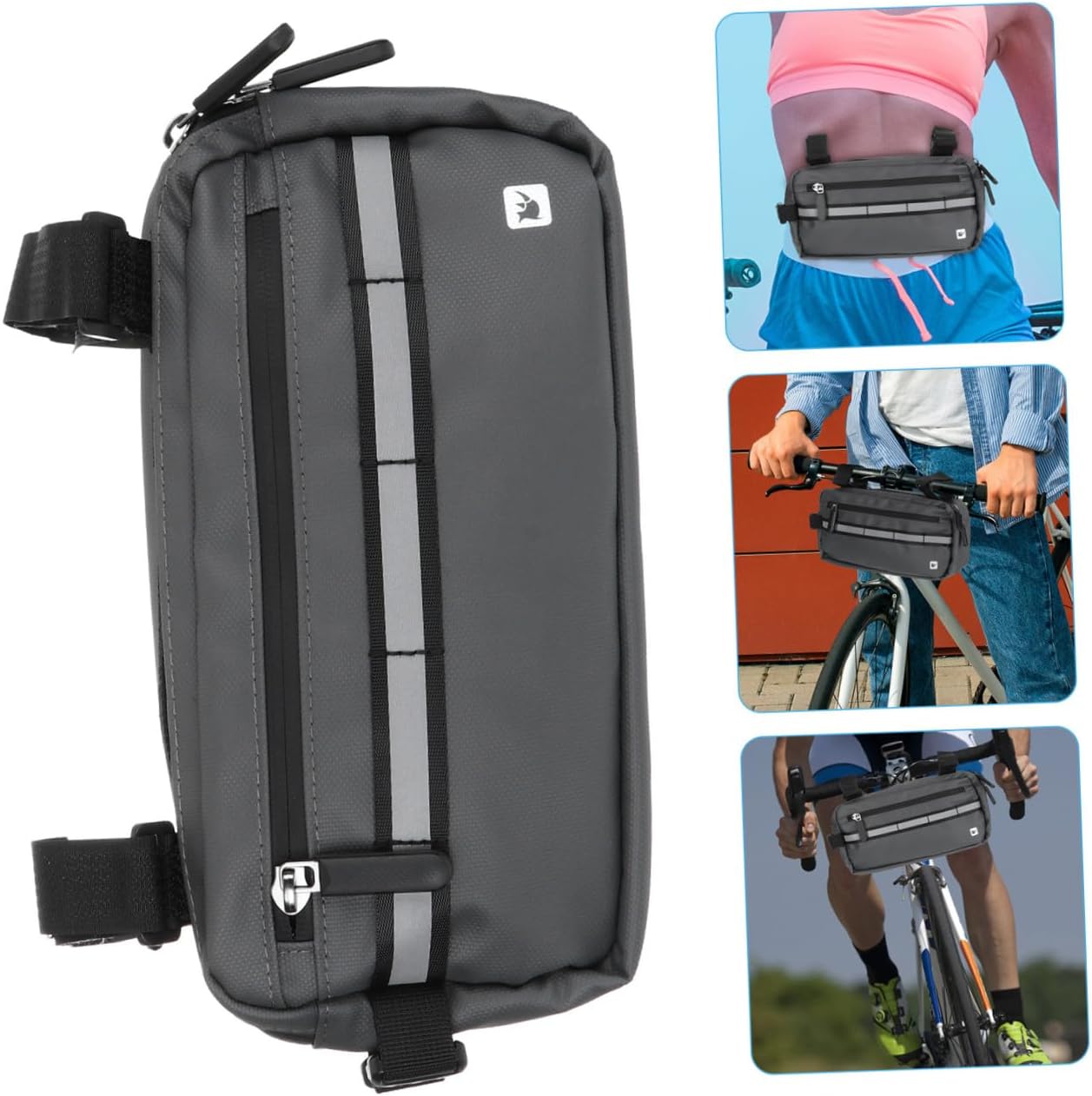Garneck 1pc Multi-function Bike Handlebar Bag Capacity Waist Bag for Cycling Storage Reflective Design for Night Safety Versatile Phone and Accessory Pouch