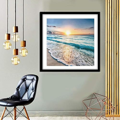 Miniatura 3 de Juegos de pintura de diamantes de playa para adultos y niños principiantes pintura de diamante oceánico puesta de sol para regalo decoración de