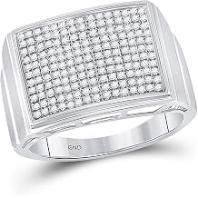 Jewels By Lux Sterling Silver Mens Round Diamond Rectangle Cluster Ring 1/4 Cttw, Mens Size 8-12