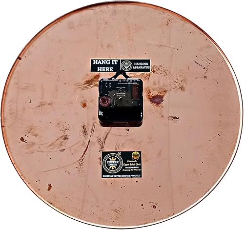 Miniatura 2 de Pátina turquesa de cobre real, rústico, moderno, sin tictac, silencioso, funciona con pilas, pequeño reloj de pared para decoración de pared de sala