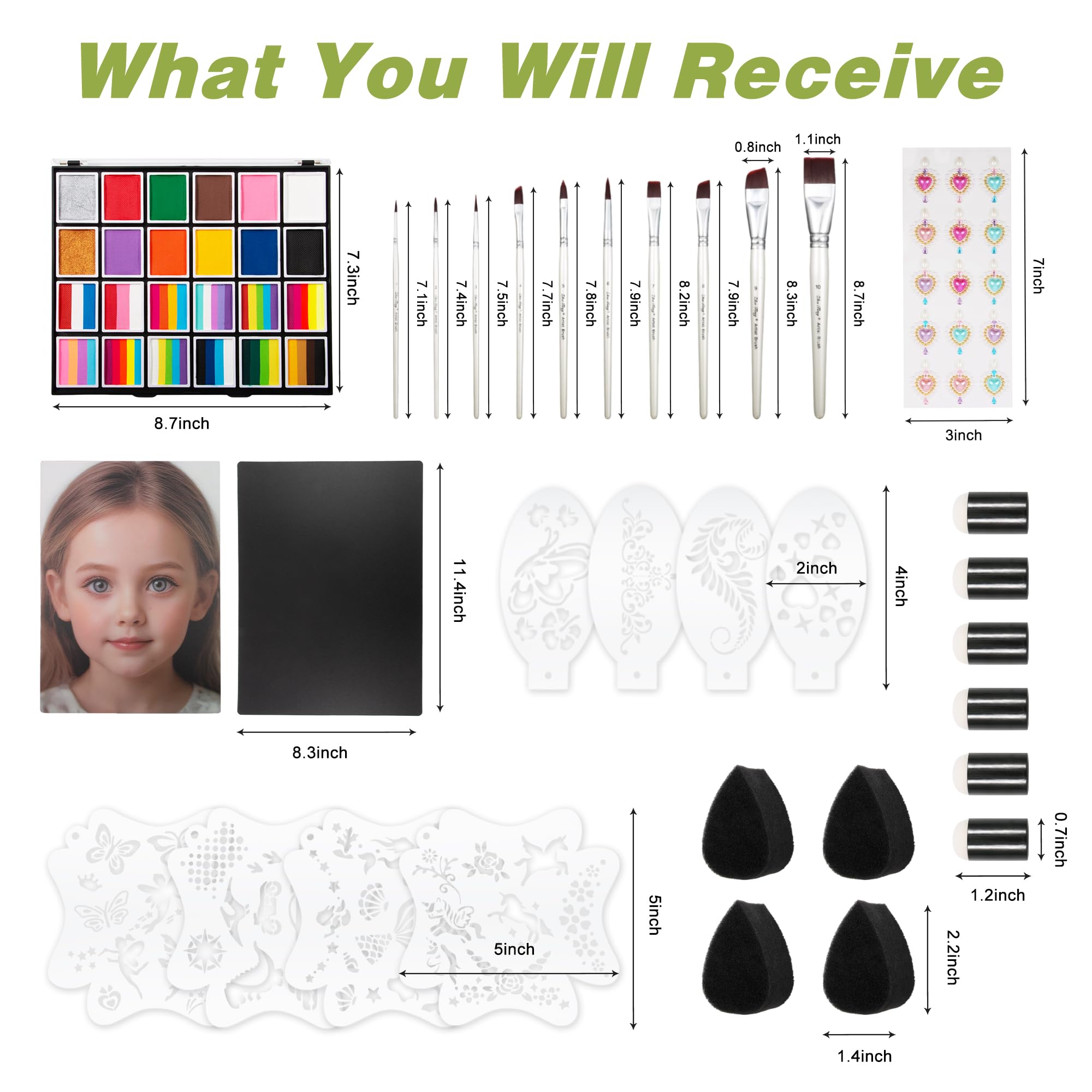 Face Paint Kit Rainbow Split Cake Face Paint Palette