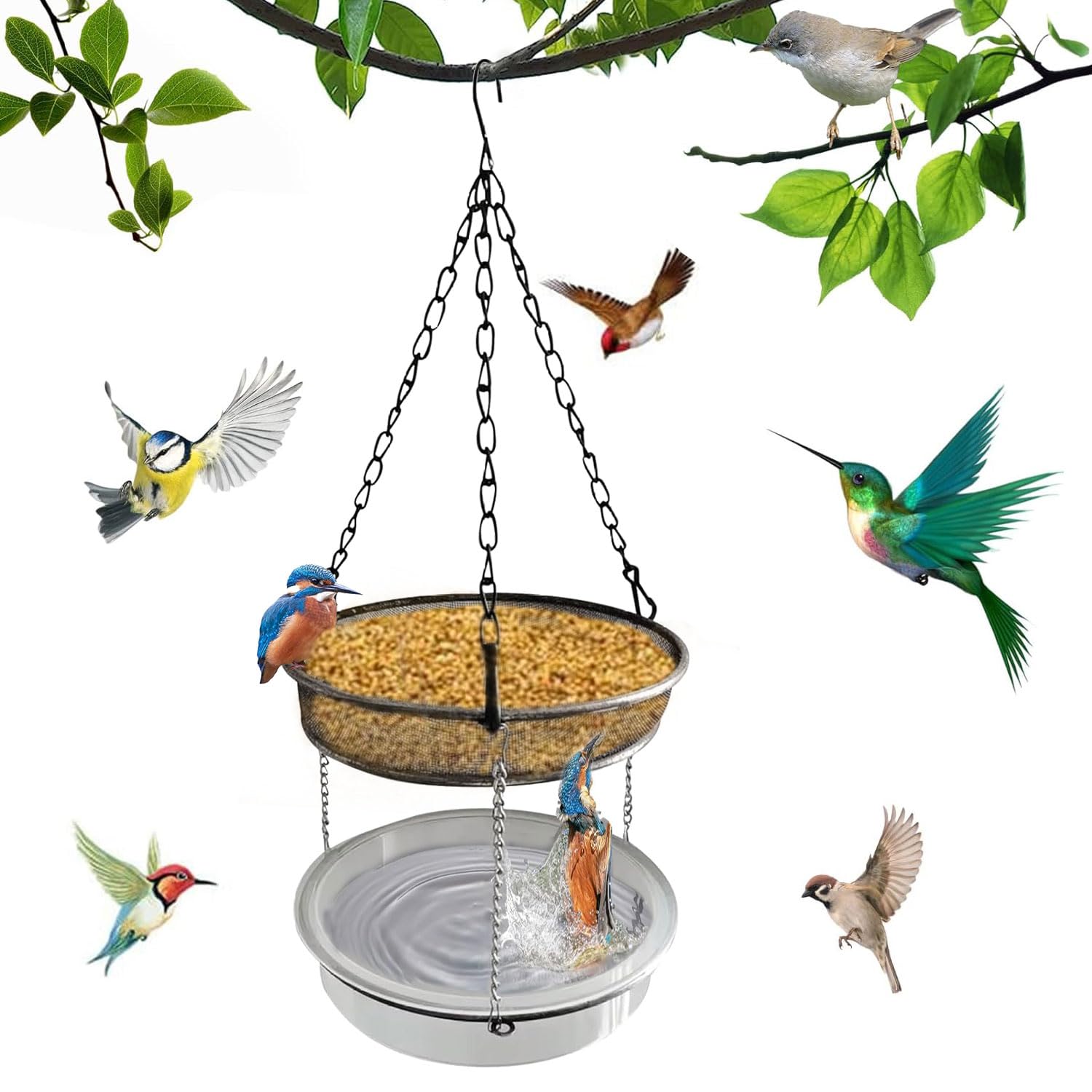 Vogelfutterstation,Vogelfutterstation Mit Ständer,Vogel Futterspender,Futterstation mit Ständer Vögel,Futterschale Vögel,Meisenknödelhalter Mit Dach,Futterstation vögel,Futterstationen Für Wildvögel