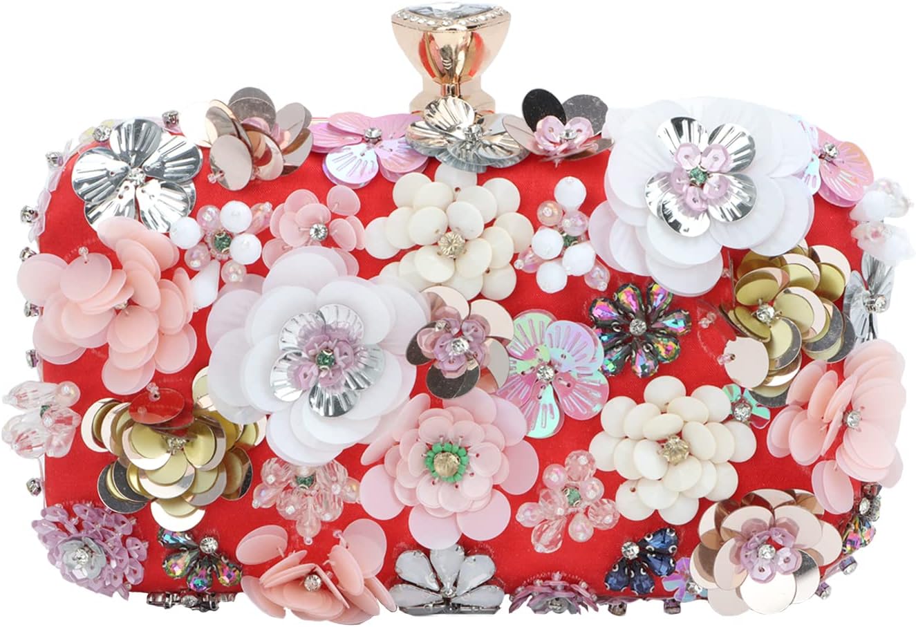 Lanpet Women Clutches Flower Evening Handbag Chain Strap Shoulder Bag