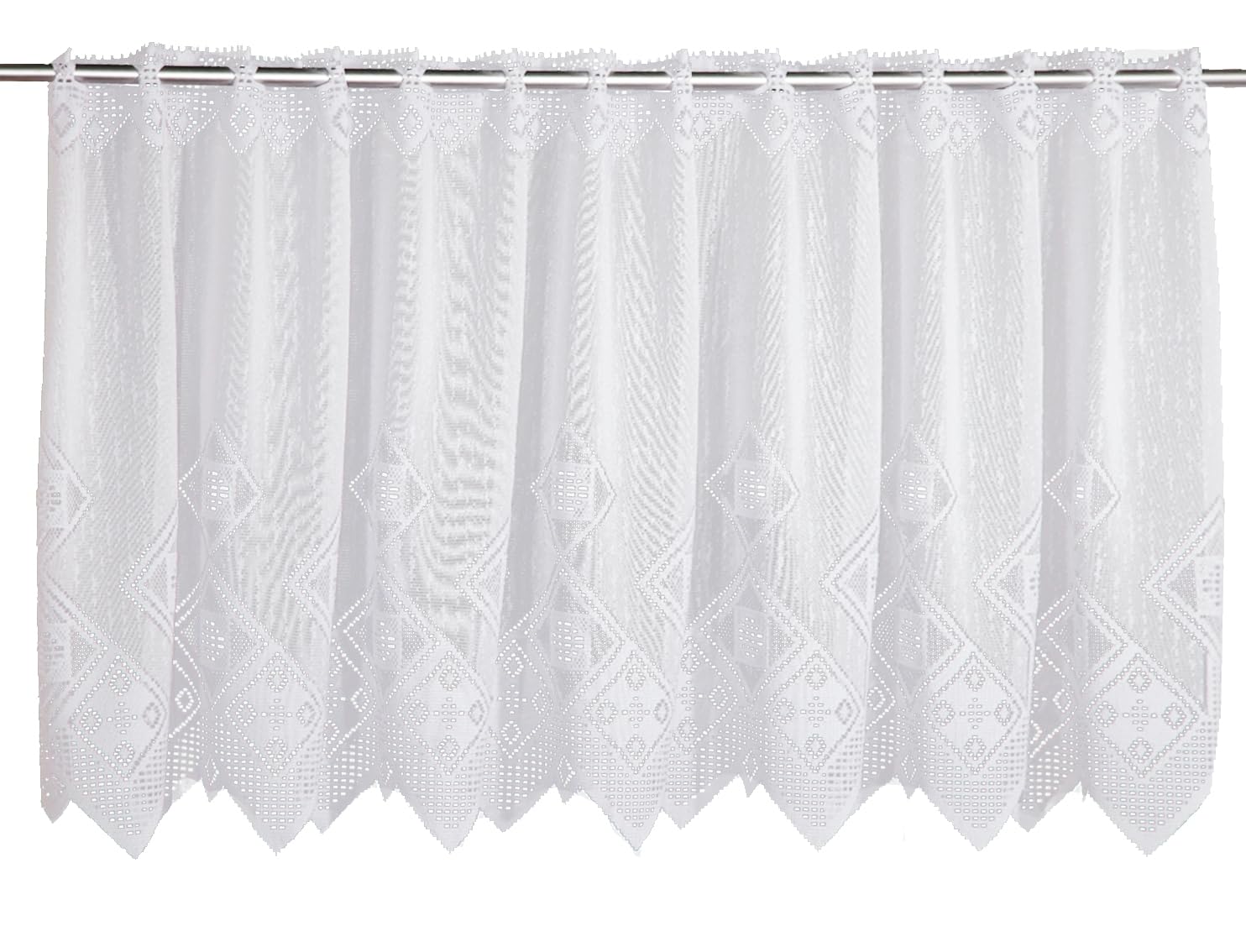Gardinia Bistro Curtain Jacquard Diamonds, White, 150 x 50 cm