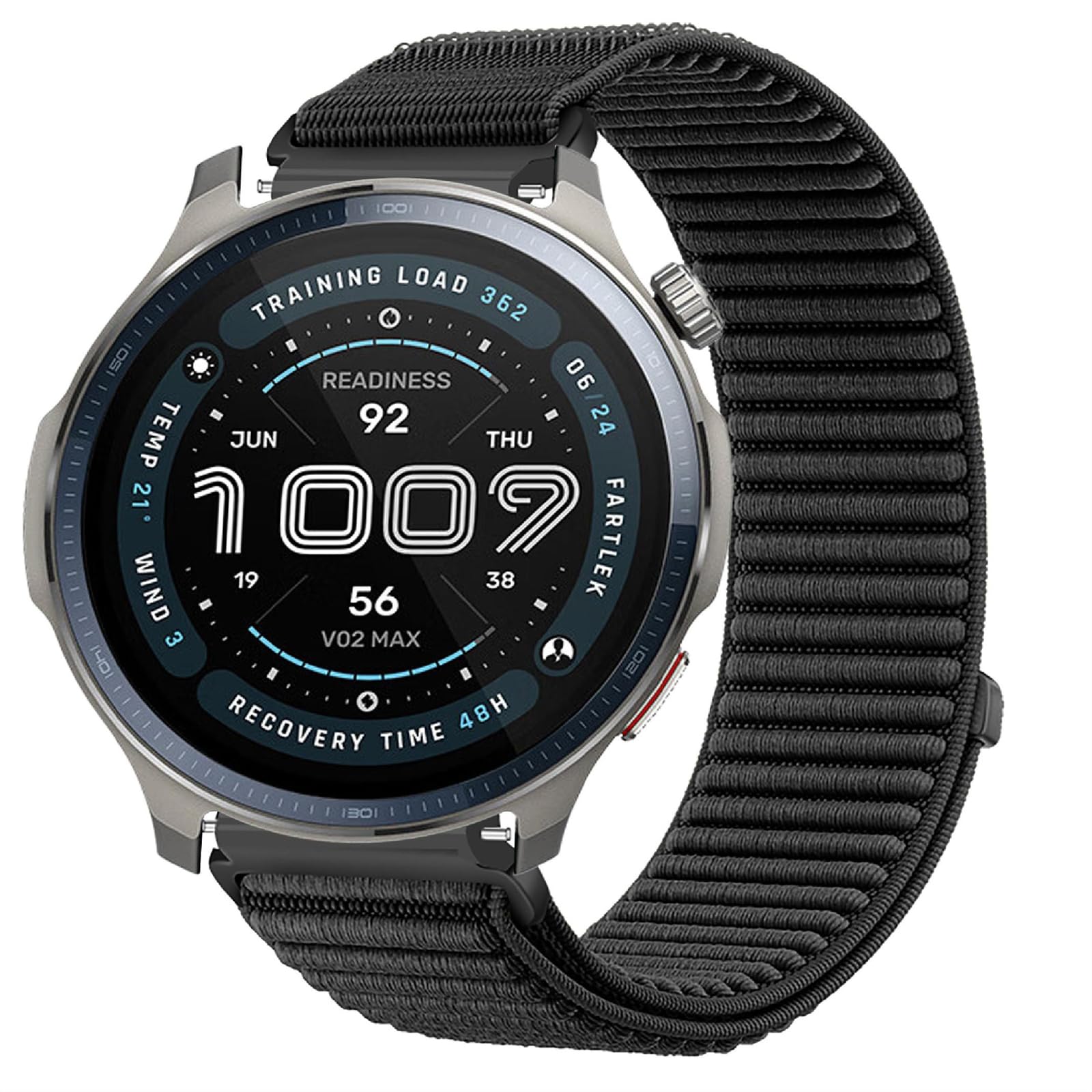 GIOPUEY Straps Compatible with Amazfit Balance 2, Breathable Nylon Sport Loop Strap Braided Nylon Strap Band - Black