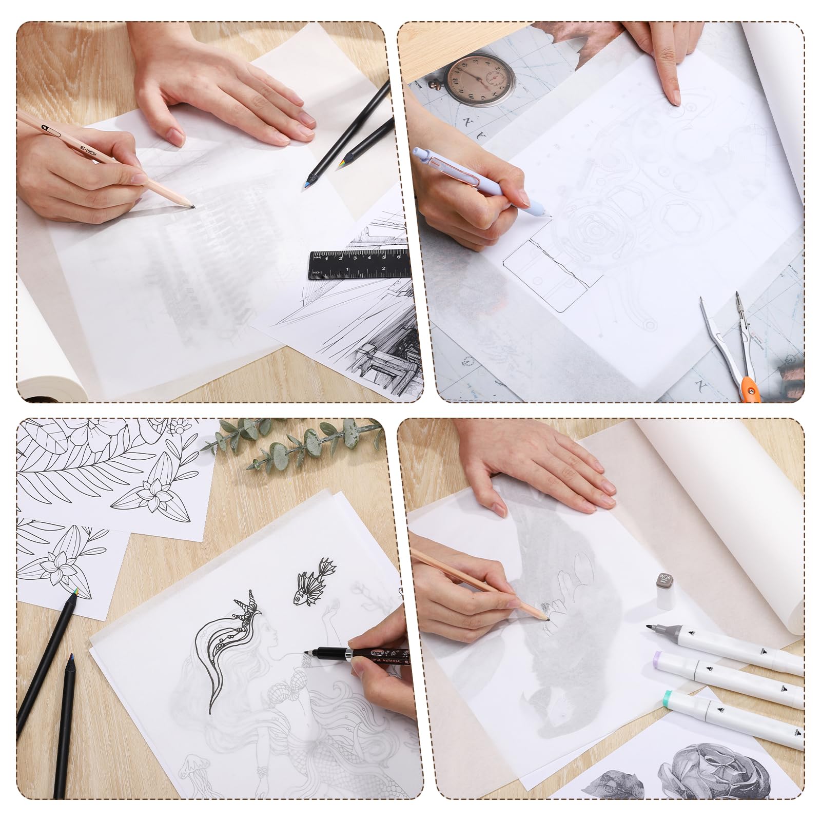 Tracing Paper Roll 30cm x 78m, White Trace Paper Pattern Paper Translucent Tracing Paper for Sewing Drawing, Sketching, Gift Wrapping - Image 4