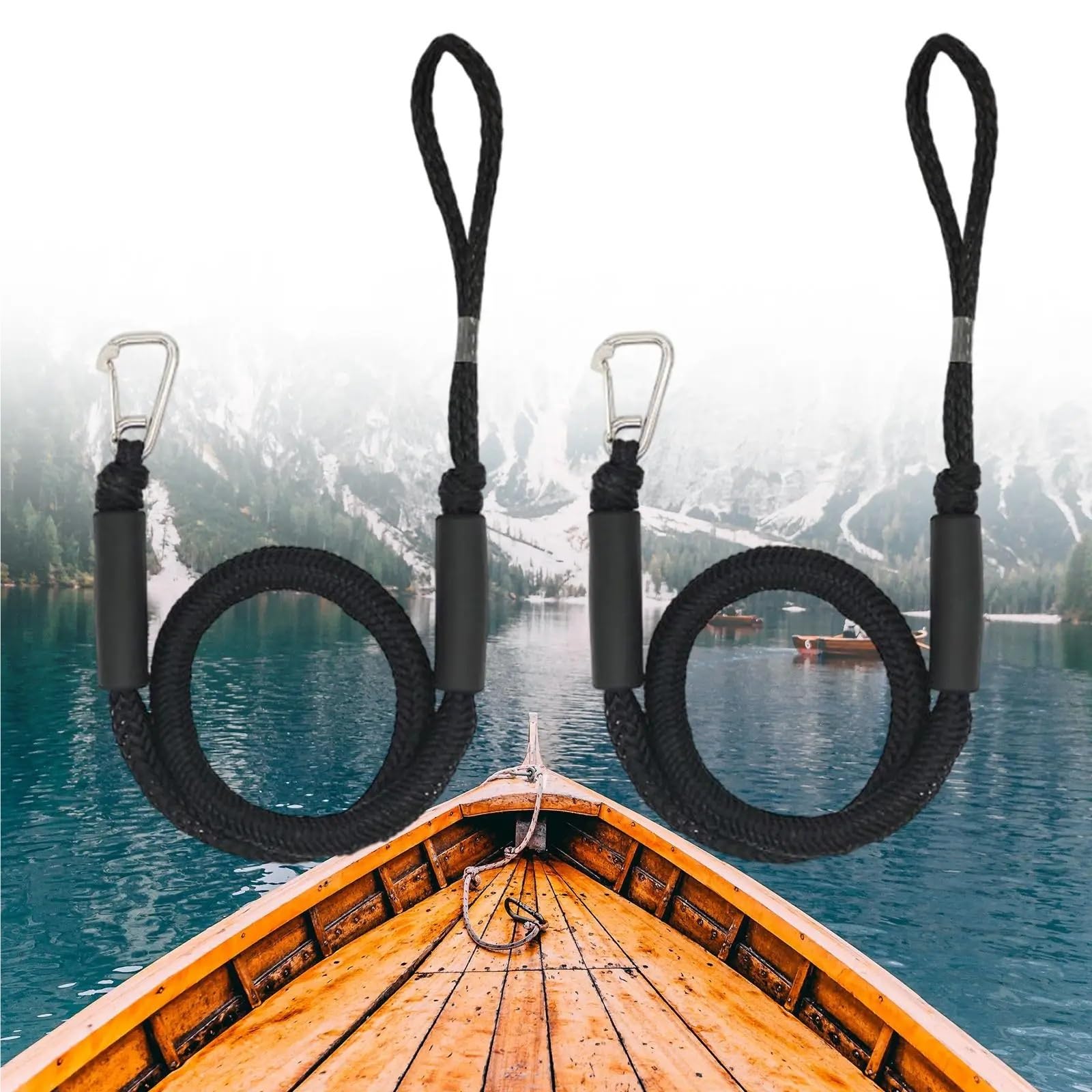 Soywim Black 2Pcs Mooring Rope, Bungee Dock Lines Boat Ropes For Docking Line Mooring Rope For Pwc, Watercraft, Jet Ski, Pontoon, Canoe Accessories(Black 2Pcs)