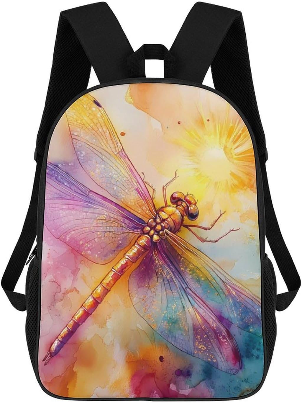 Radiant Dragonfly Laptop Backpack for Men Women 17 Inch Shoulder Bag Travel Daypack