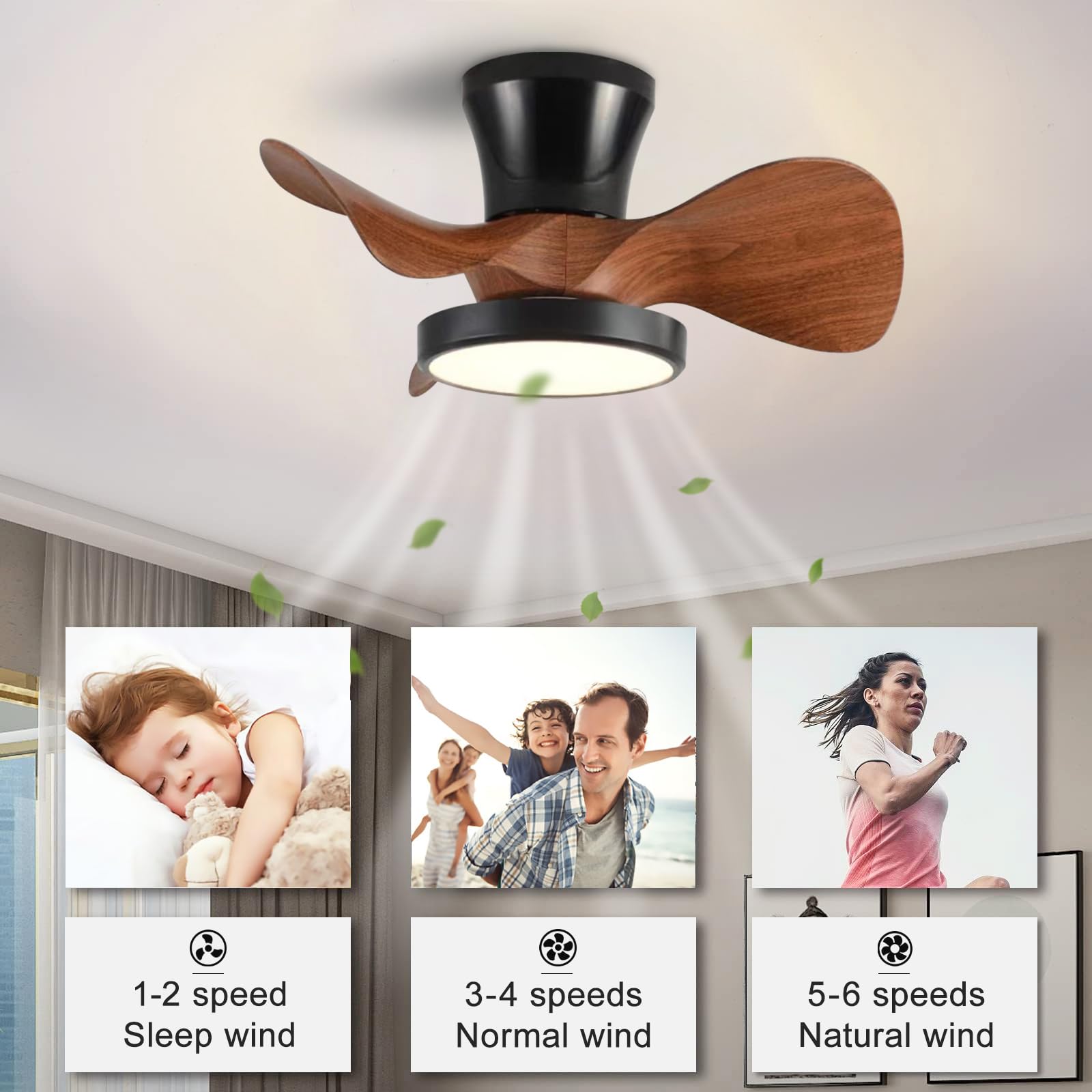 Ventilatore A Soffitto Con Luce LED E Telecomando – Silenzioso, 6 Velocità, Dimmerabile, Reversibile Estate/inverno, 55 Cm, Moderno