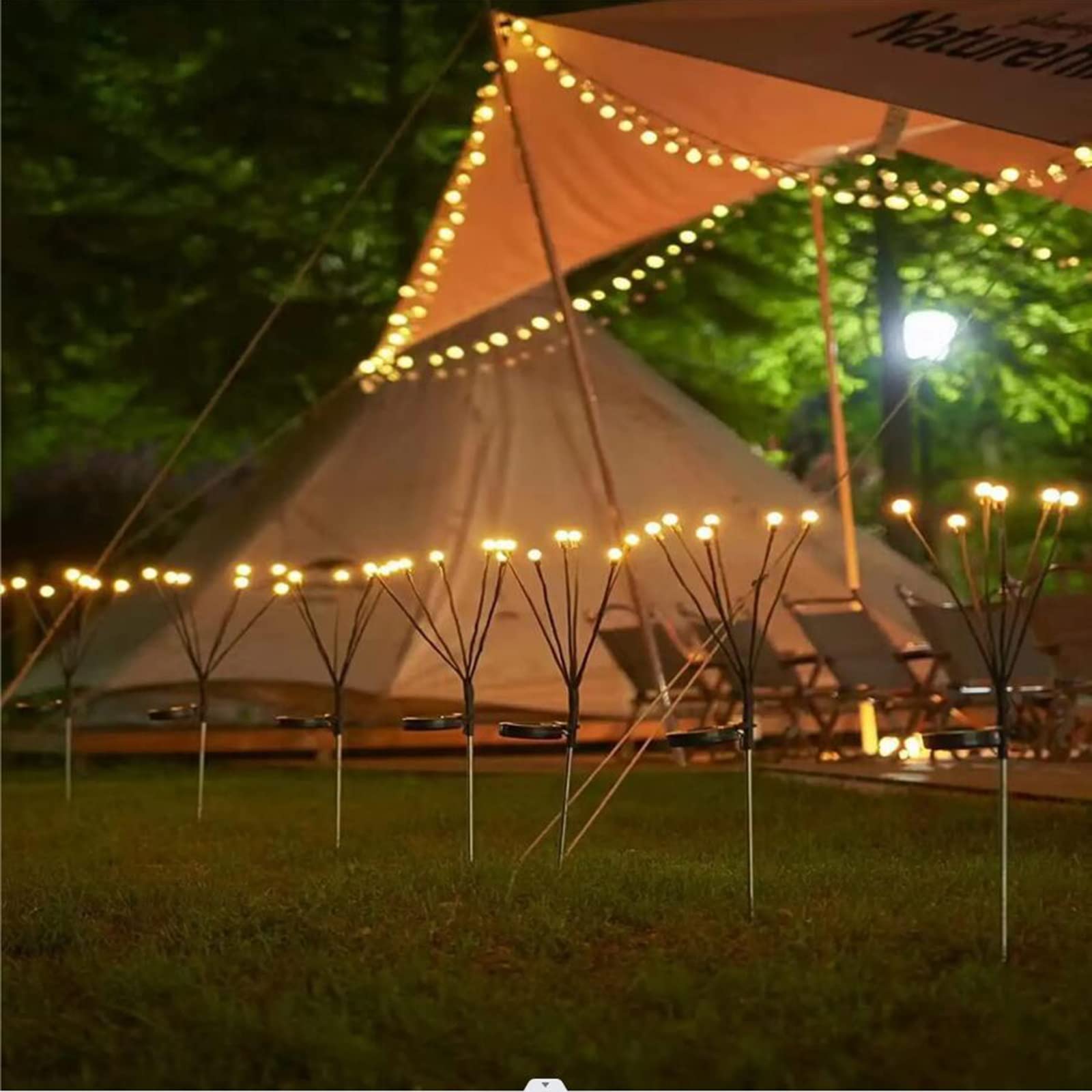 Luces solares para exteriores LED con luces solares de luciérnaga con 6 bombillas LED, luces decorativas de paisaje de camino, oscilación por viento (tamaño : 4 piezas)