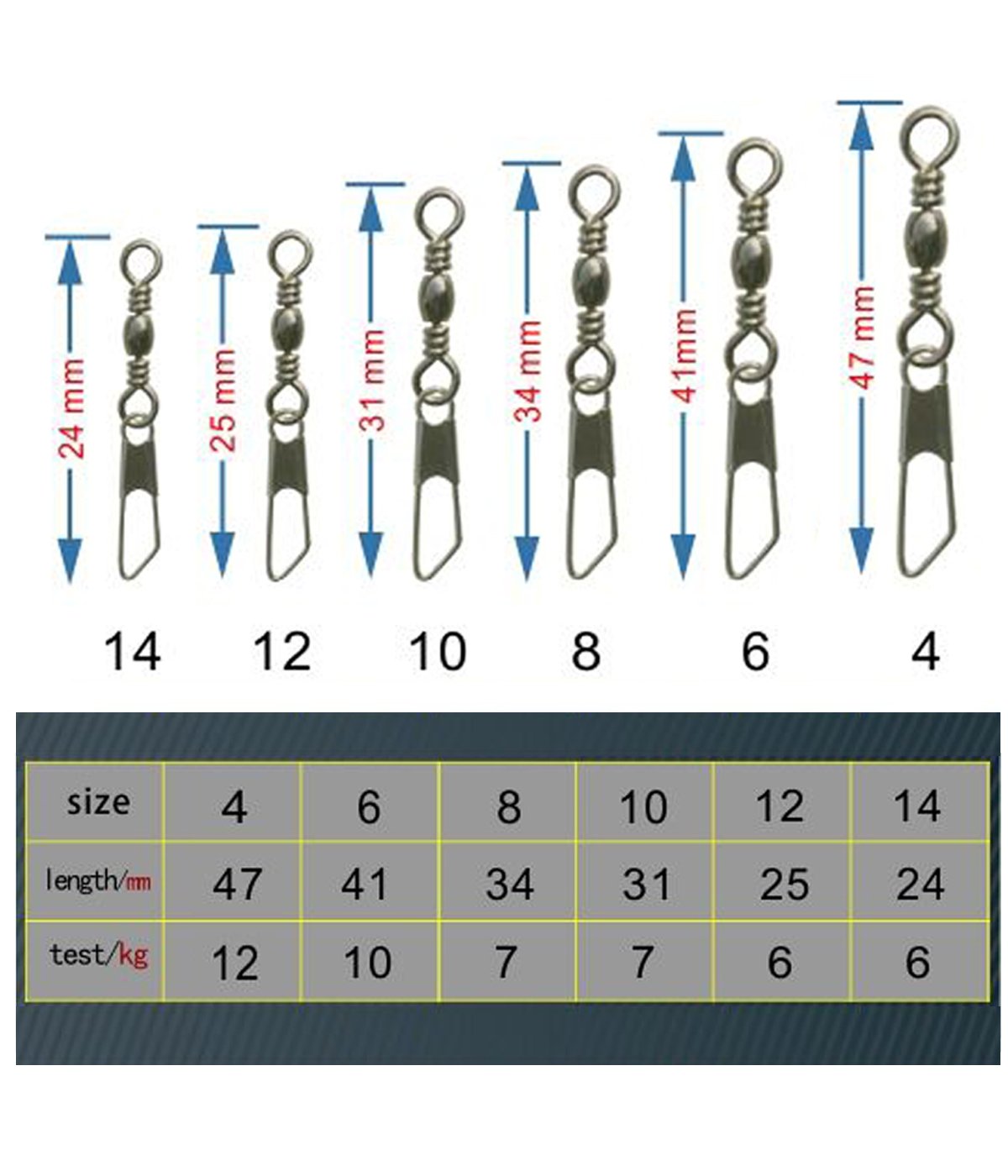 JSHANMEI Barrel Fishing Swivels with Safety Snaps-100pcs Brass Copper Fishing Bareel Swivel Snaps Fishing Lure Hook Line Connectors Solid Ring Fishing Accessories Tackle (10#-100PCS - Image 2