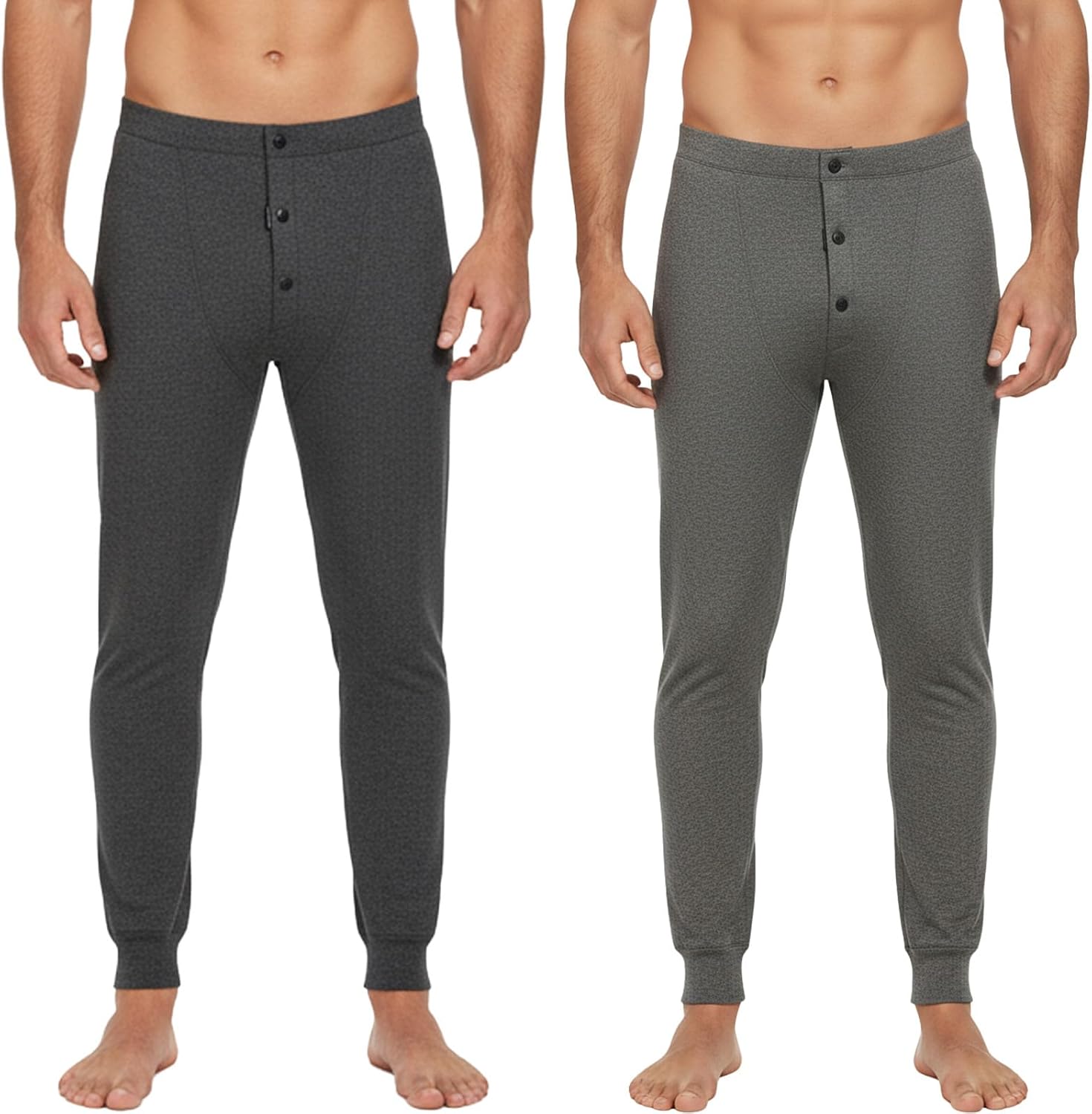 Patelai 2 Pack Mens Thermal Long Underwear Pants Winter Heavyweight Fleece Lined Underwear Bottom Cold Weather Base Layer