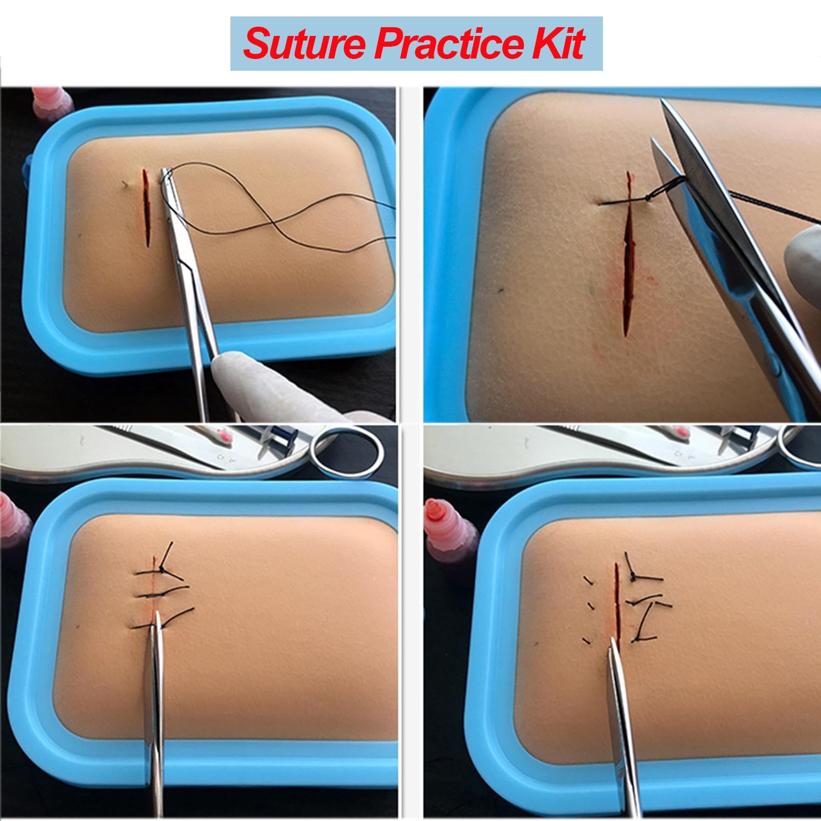 Kit per La Pratica della Sutura per Studenti di Medicina, Strumenti per La Sutura del Cuscinetto in Silicone, Perfetti per La Pratica e La Dimostrazione Educativa