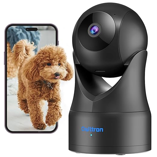 owltron Indoor Security Camera 2K, 360 Camera for Home Security with Motion Detection, Baby Monitor Camera with Phone App, 2.4G WIFI Camera with Night Vision & 2-Way Audio, Works with Alexa