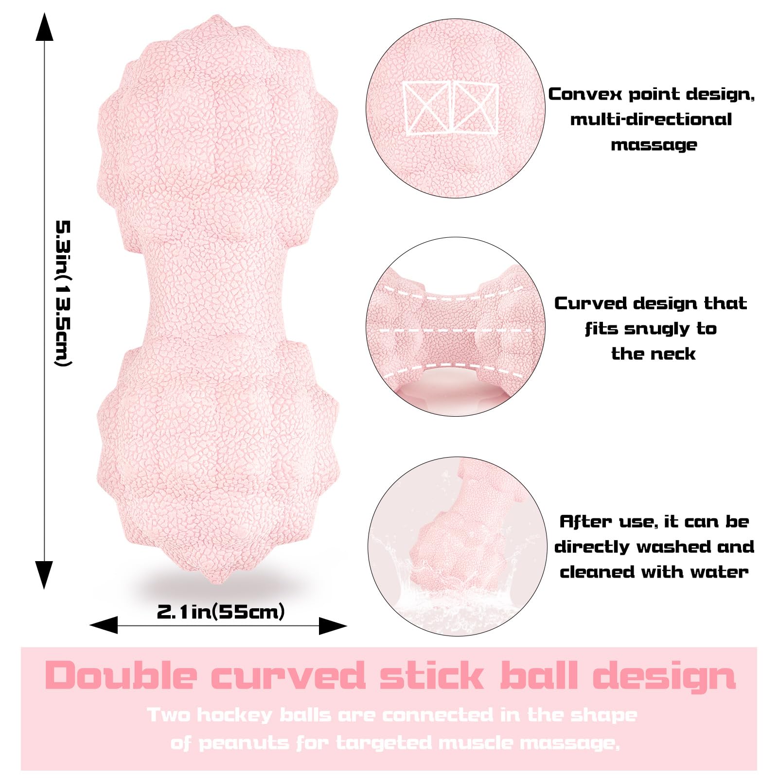 Bola de masaje de maní, bola de masaje de lacrosse doble, bola de rodillo de maní de tejido profundo, bola de masaje muscular para liberación miofascial, relajante muscular, masaje de
