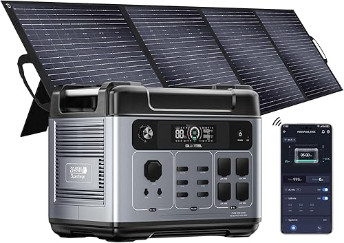 Miniatura 11 de OUKITEL - Estación de energía de 1800 W con panel solar de 100 W P1000 Plus, generador solar de 1024 Wh con 4 salidas de CA (pico de 3600 W), carga