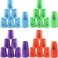 Lancisism 48PCS Sport Stacking Cups Set - BPA-Free Quick Stack Game for Teens Adults, Anti-Slip Frosted Cups (12 Each Blue Green Purple Red)