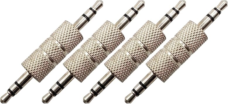 3.5MM Male to Male Adapter 1/8 Stereo Headphone Audio Jack Adapter 4pcs for Speakers