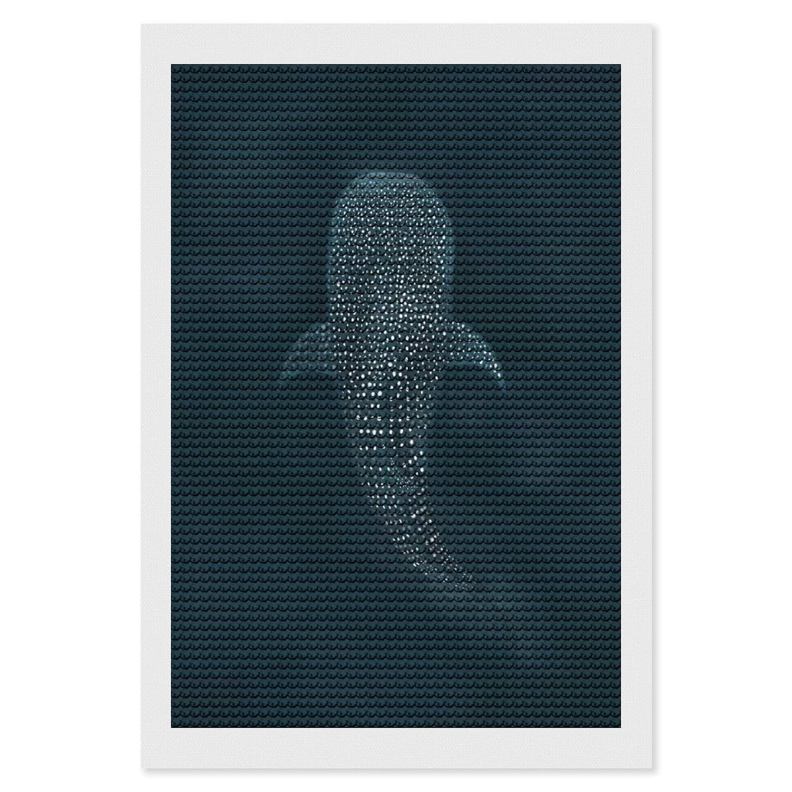 Junmoney Whale Shark Top View Crystal Diamond Art Kit 8"x12", Round Gems, Detailed Printed Canvas, Creative Gift Idea, Vintage Style Decor
