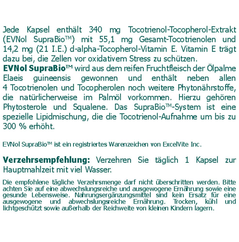 The Nutri Store - Tocotrienol Kapseln - 90 Stück - Vitamin E zum Schutz der Zellen vor oxidativem Stress - Made in Germany