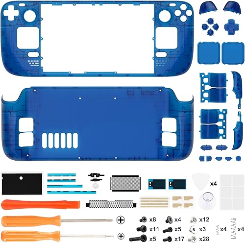 Miniatura 2 de eXtremeRate - Carcasa de repuesto transparente azul personalizada para Steam Deck LCD, carcasa de repuesto para consola portátil, carcasa completa
