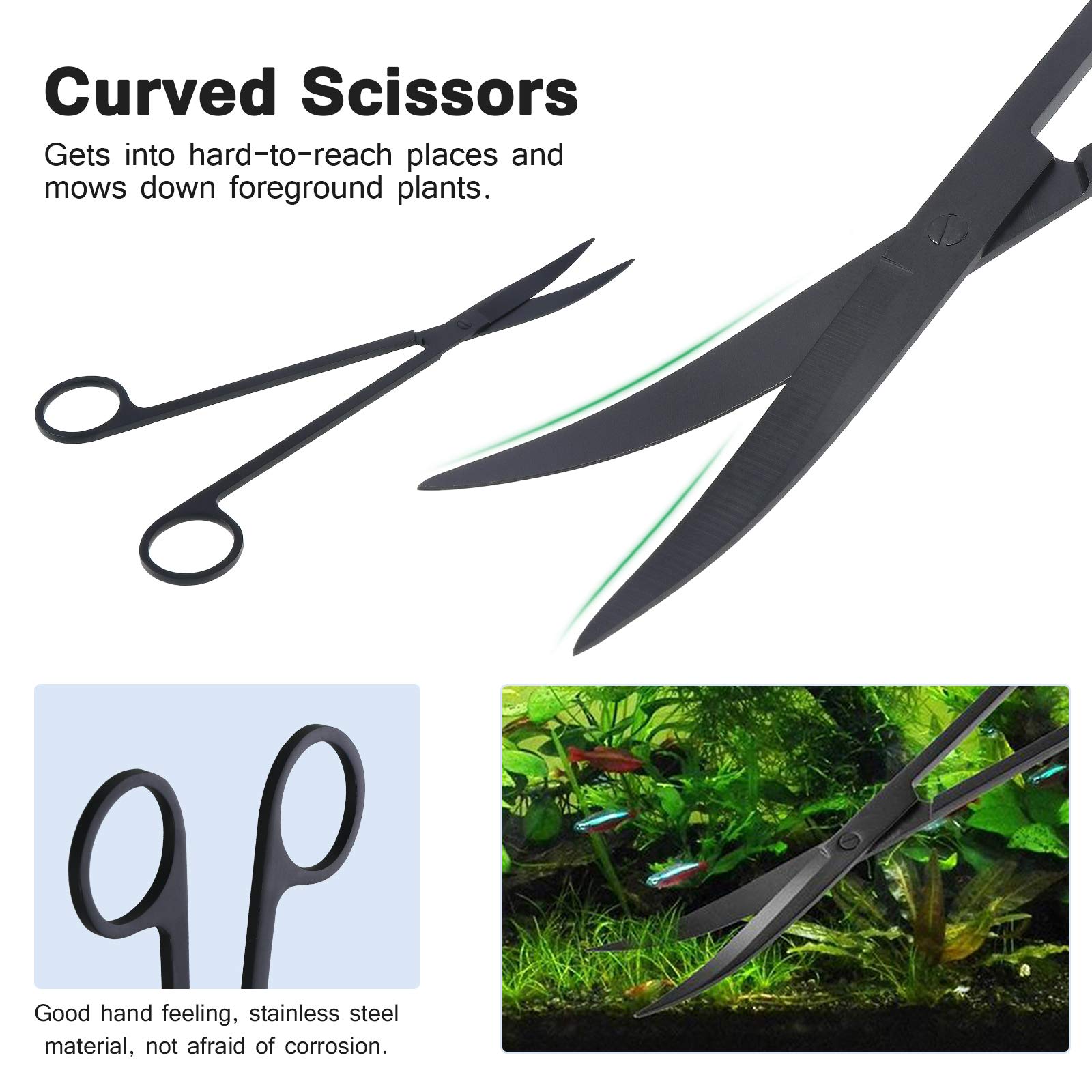 Set Attrezzi 6 In 1 Per Acquario - Acciaio Inox - Pinzette, Forbici, Spatola - Foto 9