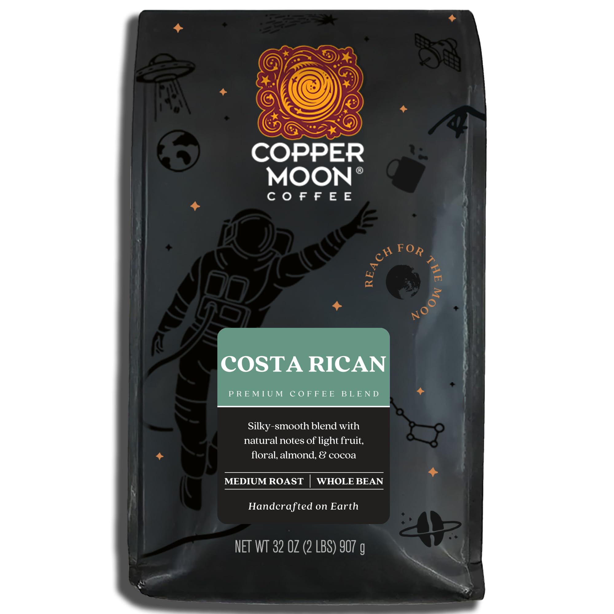 Copper Moon Medium Roast Whole Bean Coffee, Costa Rican Blend, 2 Lb