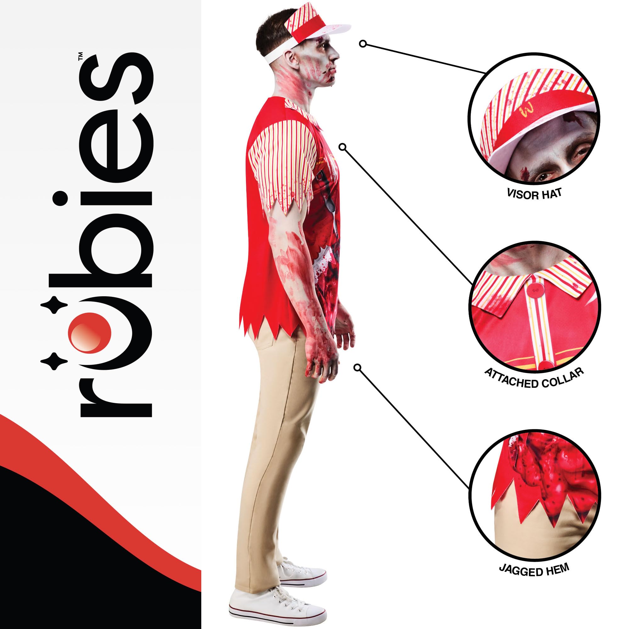 Rubies Official Adult Zombie Burger Worker, Size XLarge Halloween, Multicoloured, XLarge Chest 47"-119cm - Image 3