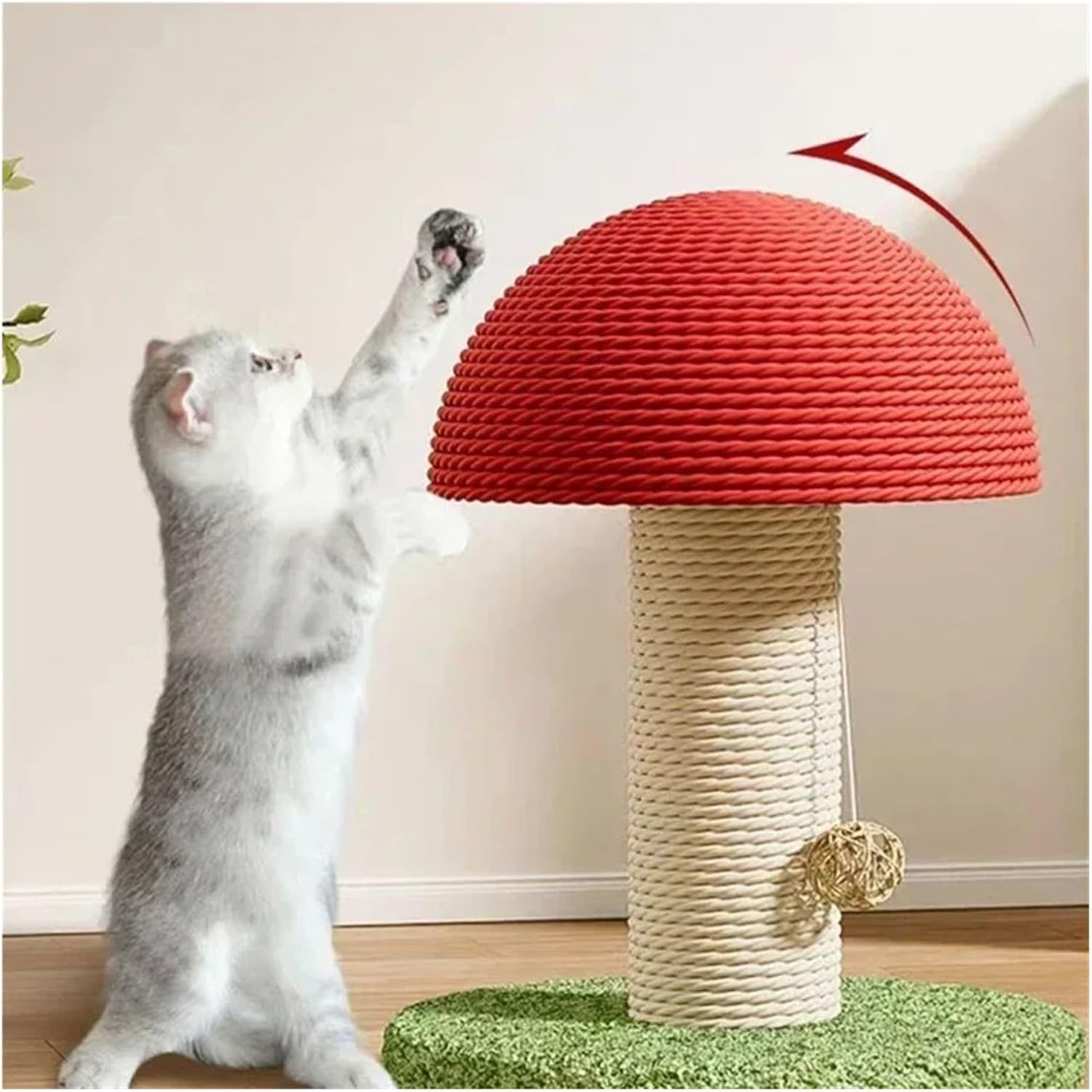 Mushroom Cat Scratch Board, Cute Sisal Climbing Toy for Kittens, Durable Furniture Protector and Grinding Claw Toy(Small)