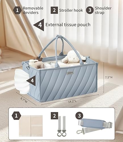 Miniatura 4 de Organizador de pañales para bebé con correa ajustable para el hombro, organizador multifuncional, bolsa de pañales de regalo para recién nacidos