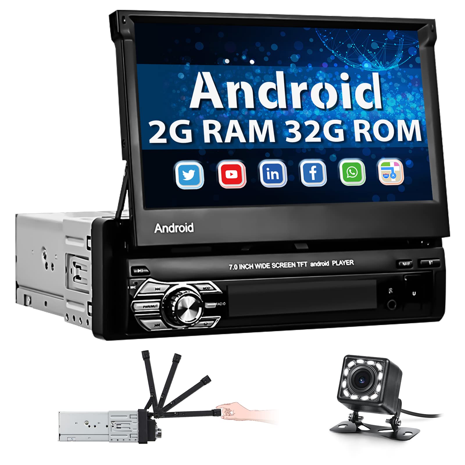 Buy [2GB+32GB] Hikity Single Din Android 10 Car Stereo with Sat Nav 7
