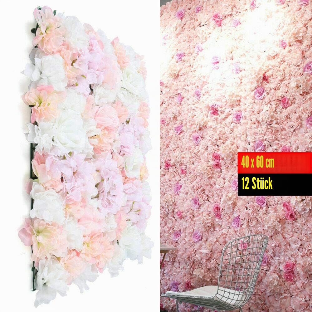 DIFU 12x Künstliche Blumenwand Rosenweand Kunstblumen Blumenkunst Garten Hochzeitsort Dekor Rosenwand Hintergrund Dekoration DIY die Dekorationen