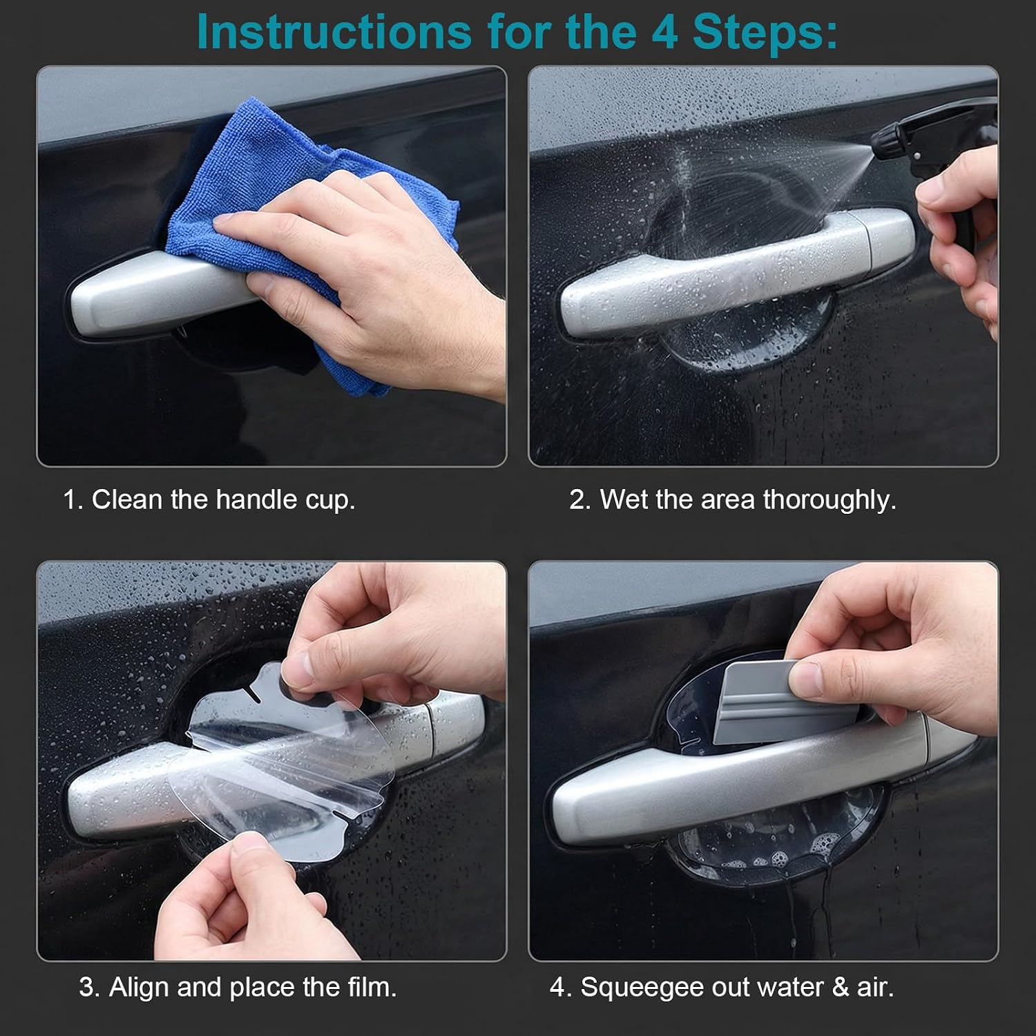 36-Pack Silicone Car Door Shock Absorber & 10-Pack Door Handle Protector, Universal Car Door Latch Lock Sound Deadening Slam Stopper, Anti-Scratch Handle Protection Film