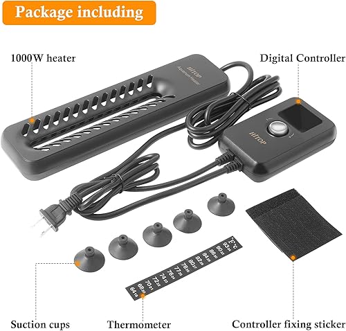 Miniatura 6 de HITOP Calentador digital de acuario de 1000 W calentador de tanque de peces de titanio con dispositivo de control de temperatura, calentador