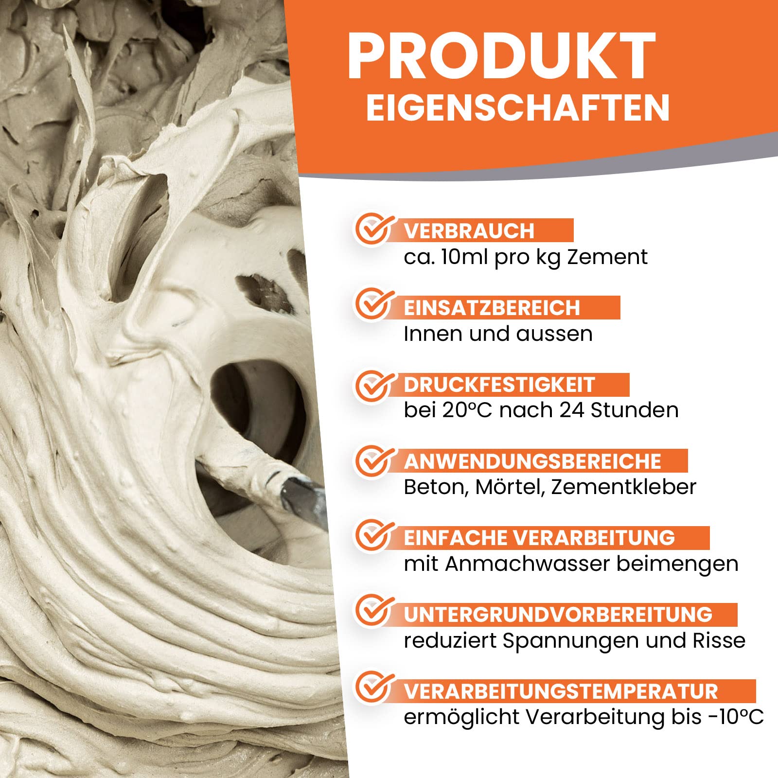 Betonzusatzmittel 5l Betonverflüssiger, Beton Plastifizierer und Verflüssiger - Fliessmittel als Zusatzmittel für Estrich, Beton, Mörtel - Chlorfrei, nicht korrosiv für Betonstahl - BEKATEQ BE-480